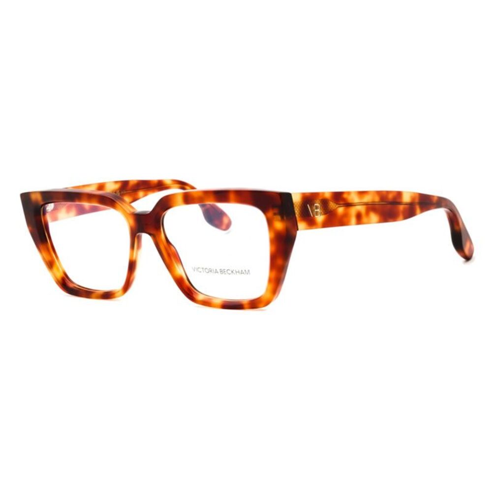 Victoria Beckham Eyeglasses Square Full Rim, Blonde Havana Frame and Clear Demo